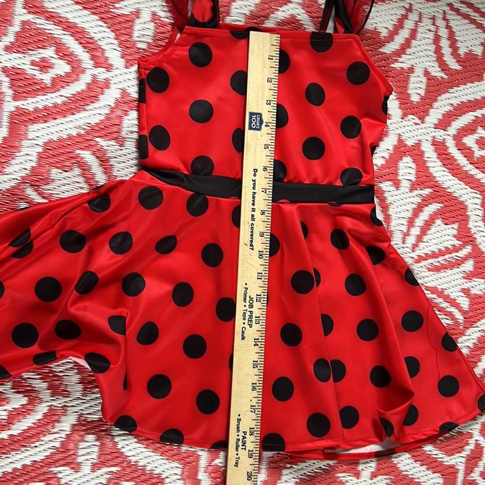 NWT Cute lady bug dress matching clip earrings Size 8-10 measurements in photos